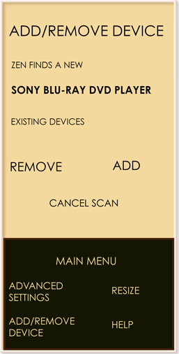 A user can add or remove a device from this screen.  He/she can also cancel this action, along with returning to 