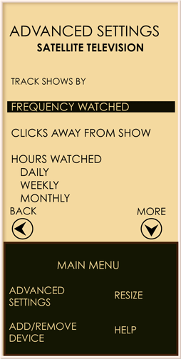 The Zen brings up a list of how satellite television can track the shows put on the television.