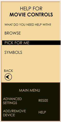 Xavier can hit the help button to figre out what 'pick for me' does.