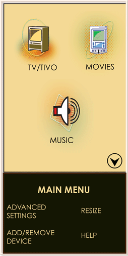This is the Zen.  You have icons for activities in the upper 2/3 of the screen and navigation elements in the lower third of the screen