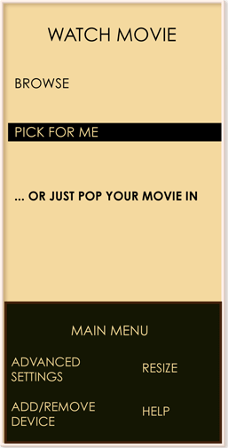 Xavier tells the Xen to pick a movie for him.