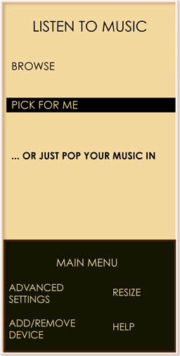 The Zen, with the 'pick for me' option highlighted after being tapped.
