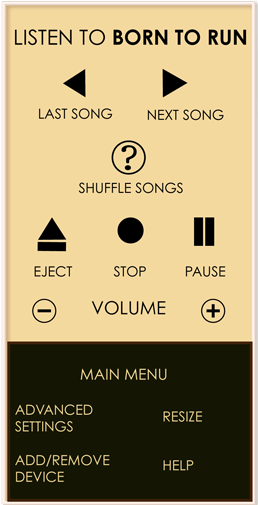 The screen of controls for the Zen.