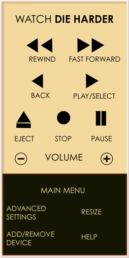 A control screen for watching movies, similiar to that of listening to music.